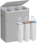 SONGMICS Szennyeskosár, 3 rekeszes, 64 x 40 x 75 cm, 190 l, galambszürke (LCB814GD01) - tutihome