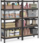 SONGMICS 5 szintes polcrendszer készlet 2 db-os, 30×75×150 cm, fekete (GLR302B01)