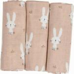 Bubaba Set 3 Scutece Terta Bubaba din Bumbac 80x80cm +0luni Bunnies Bej (87820)