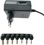 Energenie AC-DC 24W, Univerzális adapter, 7 csatlakozóval, Teljesítmény 3 V-tól 12 V-ig, maximum 2 A, 120 cm, Védelemmel, Fekete