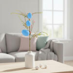  Húsvéti tojásfa ág - csillámos - kék - 40 x 16 cm (57965D)