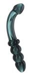 XR Brands Prisms Erotic Glass Prisms Hamsa - dildo din sticlă cu două capete și pentru punctul G (verde) Dildo