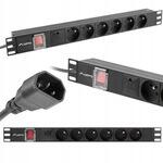 Lanberg Rack PDU Lanberg 1U 10A 6x 230V PL 2m Negru C14 (PDU-06E-0200-IEC-BK)
