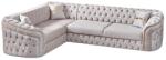 Mobila-RO Colțar extensibil stil Chesterfield auriu Canapea