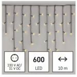 KORLEAND Kültéri LED-es jégcsap fényfüggöny (600LED/10méter) 8 program, melegfehér