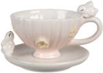 Clayre & Eef Ceasca cu farfurioara ceramica Iepurasi 14x11x9 cm, 14x13x5 cm 200 ml (6CE1699deco)