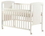 FreeON Patut din lemn bebe, 120x60 cm, laterala culisanta, roti, FreeON, Mia, White (49171)