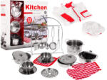  Set de gătit pentru copii 3+ Oale + Ustensile de bucătărie + Îmbrăcăminte de bucătar + Accesorii 23 buc (ZDZ.555-BX009)