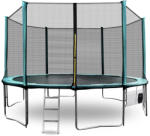 AGA Trambulină 400 cm Verde închis + plasă de protecție + scară + buzunar pentru încălțăminte (MRP1013DG)