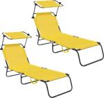 AGA 2x Șezlong de grădină reglabil cu copertină Galben (2x MR4254-Yellow)