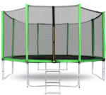 AGA Trambulină 366 cm Verde deschis + plasă de protecție + scară (MRP1012LG)