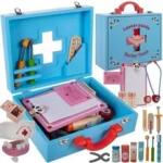 Kruzzel Set de doctor din lemn pentru copii, 43 piese, Kruzzel 19869 (5900779941830)