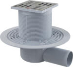 AlcaPlast/Alcadrain Alcadrain /Alcaplast Padlóösszefolyó 105×105/50 mm vízszintes, rozsdamentes rács, vizes bűzzár, APV101 (APV101)