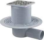 AlcaPlast/Alcadrain Alcadrain /Alcaplast Padlóösszefolyó 105×105/50 mm vízszintes, rozsdamentes rács, vizes bűzzár, APV102 (APV102)