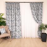  Set 3 piese Hiko, doua draperii Chenille albastru si perdea Ana voal, cu rejansa (Copy 1) (100007085)