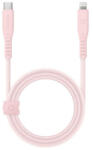  Energea Flow C94 USB-C / Lightning MFI szövet gyorstöltő- és adatkábel, 1.5m, 60W, 3A, rózsaszín