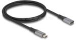 Delock USB 40 Gbps bővítő kábel USB Type-C apa - anya PD 3.1 240 W 1 m szürke fém (DL81201) (DL81201)