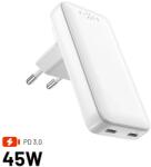 FIXED Slim Traveller 2xUSB-C Travel Charger with world adapters 45W fehér (FIXCG45S-2CD-WH)