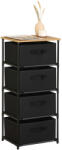 Intenso Home Komód 4 db Szövet Fiókkal 40x90 cm Fekete