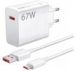 Xiaomi hálózati töltő USB aljzat (67W, PD gyorstöltő + Type-C kábel) FEHÉR