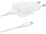 Samsung hálózati töltő Type-C aljzat (25W, GaN, PD gyorstöltő + Type-C kábel) FEHÉR