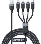 JOYROOM adatkábel 4in1 (USB - Type-C/2 lightning/microUSB, 3.5A, gyorstöltő, 120cm) FEKETE (146516)
