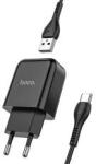 hoco. N2 VIGOUR hálózati töltő USB aljzat (10W, gyorstöltő + Type-C kábel) FEKETE (138251)