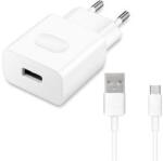 Huawei hálózati töltő USB aljzat (18W, gyorstöltő + C02450768A microUSB kábel) FEHÉR (101707)