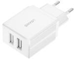 USAMS T24 hálózati töltő 2 USB aljzat (10W, gyorstöltő) FEHÉR (92440)