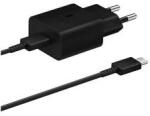 Samsung hálózati töltő Type-C aljzat (15W, PD gyorstöltő + Type-C kábel) FEKETE (114470)
