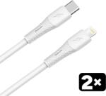 AVAX CB4304 2x 27W USB-C - Lightning pachet de cabluri de încărcare din silicon, 1, 5 m, alb (AVAX_CB4304)