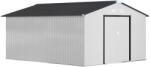 Outsunny Magazie de Grădină 3.4x3.8x2 m din Oțel cu Uși Duble Glisante și Acoperiș Înclinat, Argintie