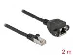 Delock Cablu prelungitor de rețea S/FTP RJ45 masculin - RJ45 feminin Cat. 6A, lungime 2 m, negru
