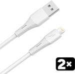 AVAX CB4302 2x USB-A - Lightning pachet de cabluri de încărcare din silicon, 1, 5 m, alb (AVAX_CB4302)