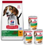 Hill's Science Plan Canine Puppy Medium Chicken 18 kg közepes testű kutyáknak való csirkés táp + 3 konzerv INGYEN