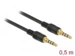 Delock Stereo Jack 3.5 mm 4 pin male to male cable 0, 5m Black 85592 (85592)