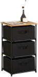 Intenso Home Komód 3 db Szövet Fiókkal 40x68 cm Fekete
