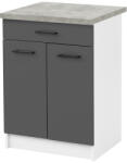 Leziter Praktik 60 alsó szekrény 2 ajtós 1 fiókos, fehér-antracit (PR90A2A1FFHAN) - geminiduo