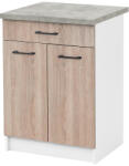 Leziter Praktik 60 alsó szekrény 2 ajtós 1 fiókos, fehér-sonoma tölgy (PR90A2A1FFHST) - geminiduo