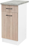 Leziter Praktik 40 alsó szekrény 1 ajtós 1 fiókos, fehér-sonoma tölgy (PR40A1A1FFHST) - geminiduo
