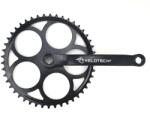 Velotech négyszögtengelyes hajtómű városi kerékpárhoz, 46T, 170mm, 1/8 col, acél, fekete