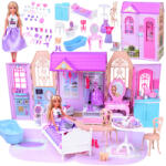 mh protect Összecsukható babaház bőrönd 30 cm babával és bútorokkal, csengővel