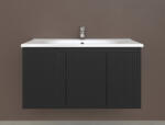 Piramida EURIDIKA fali fürdőszobabútor - műmárvány mosdóval -3 ajtós - PINO FEKETE- 100 x 48 x 53 cm (100HVPINOBLACK)