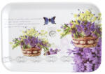  Tálca, műanyag, szögletes, levendula mintás, 34x23cm (1605MUA110) - mystock