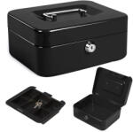 VERK GROUP Fekete fémtárca kulccsal, pénzre és dokumentumokra, 20 x 16 x 9 cm (01441_CZ)