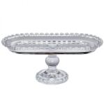 Altom Design Altom Love ovális üvegkínáló / talpas süteményestál - 25x13 cm - szív dekorral (IMO-ALT-0103016957-306469)