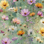 Takoy Dizájnos öko-bőr (műbőr) réti virágok és méhek