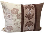  Krepp kispárna huzat - 40x50 cm - krém - barna virágos - csíkos