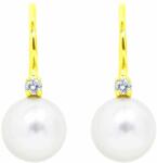 White & Black Igazgyöngy fülbevaló gyémánttal - 6-6, 5mm - arany - akoya (AU14377)