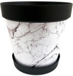 Elif Plastic Kaspó alátéttel 2, 5L dekoros - 18×16 cm Szín: Fekete